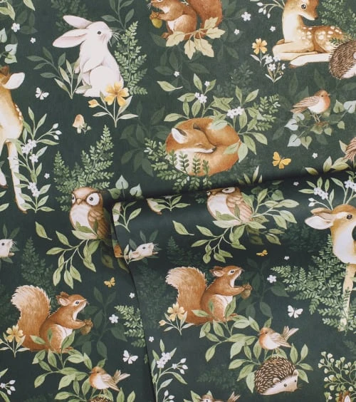 Lilipinso Stickers Et Papiers-peint Enfant Papier Peint Amis De La ForĂȘt En Papier Vert Bouteille 50cm X 10m â Image 3