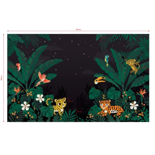 Lilipinso Stickers Et Papiers-peint Enfant Papier Peint Décor Jungle En Papier Noir 4m X 2,48m – Image 4