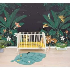 Lilipinso Stickers Et Papiers-peint Enfant Papier Peint Décor Jungle En Papier Noir 4m X 2,48m