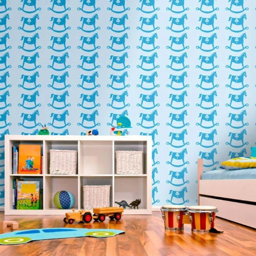 Artgeist Stickers Et Papiers-peint Enfant Papier Peint Enfant Cheval Ă Bascule Motif Bleu 300x230