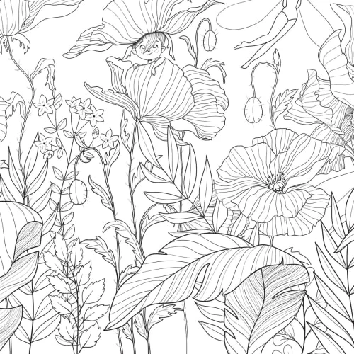 Acte Deco Stickers Et Papiers-peint Enfant Papier Peint Enfant Coquelicots Et Fées Nb - 250x255