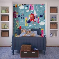 Artgeist Stickers Et Papiers-peint Enfant Papier Peint Enfant Petit Village Dans Les Nuages 350x270