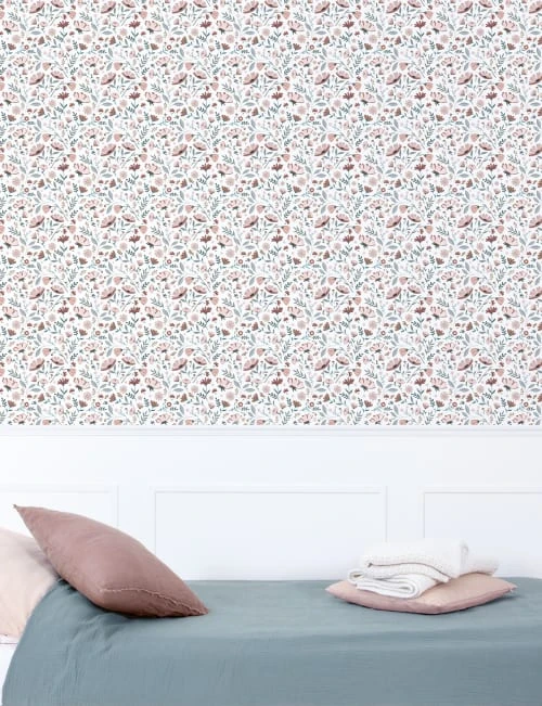 Lilipinso Stickers Et Papiers-peint Enfant Papier Peint Fleurs En Papier Rose 50cm X 10m