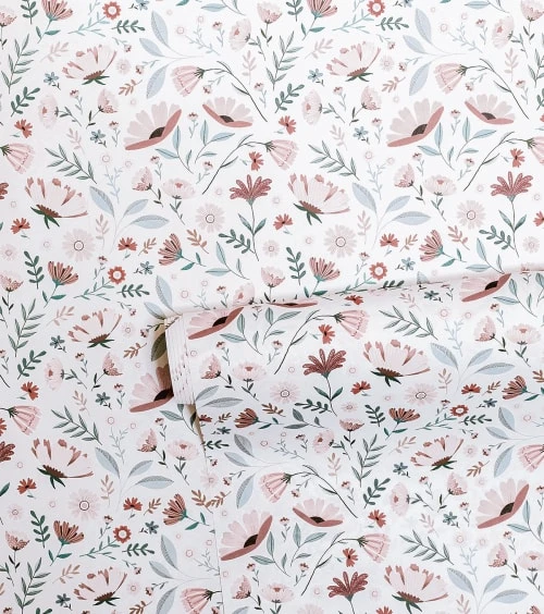 Lilipinso Stickers Et Papiers-peint Enfant Papier Peint Fleurs En Papier Rose 50cm X 10m – Image 3