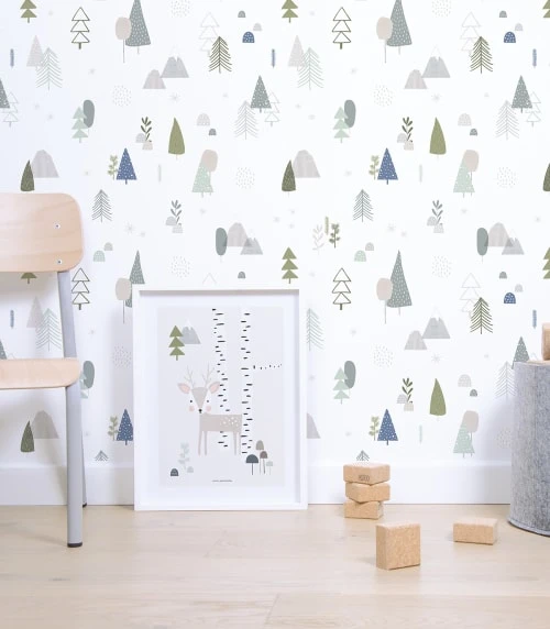 Lilipinso Stickers Et Papiers-peint Enfant Papier Peint ForĂȘt En Papier Gris 50cm X 10m