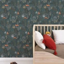 Lilipinso Stickers Et Papiers-peint Enfant Papier Peint Forêt En Papier Noir 50cm X 10m