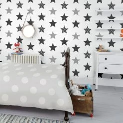 Superfresco Easy Stickers Et Papiers-peint Enfant Papier Peint Intissé étoiles Superstar Noir Blanc 1005x52cm
