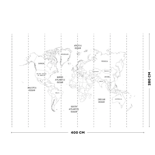 Art For The Home Stickers Et Papiers-peint Enfant Papier Peint Panoramique Carte Du Monde Blanc 280x400cm – Image 4