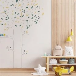99Déco Stickers Et Papiers-peint Enfant Papier Peint Panoramique Enfant Arbre Oiseau 240x270cm