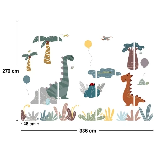 99Déco Stickers Et Papiers-peint Enfant Papier Peint Panoramique Enfant Dinosaures 336x270cm – Image 4