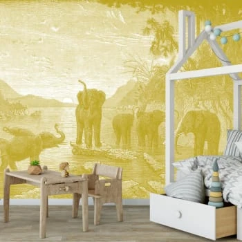 Ciment Factory Stickers Et Papiers-peint Enfant Papier Peint Panoramique Gravure Les éléphants 390x270cm – Image 6