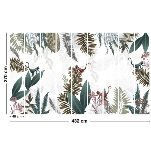 99Déco Stickers Et Papiers-peint Enfant Papier Peint Panoramique Jungle Singe 432x270cm – Image 3