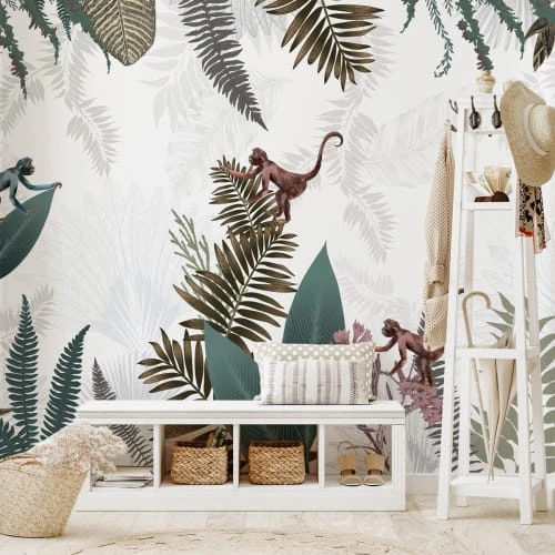 99Déco Stickers Et Papiers-peint Enfant Papier Peint Panoramique Jungle Singe 432x270cm