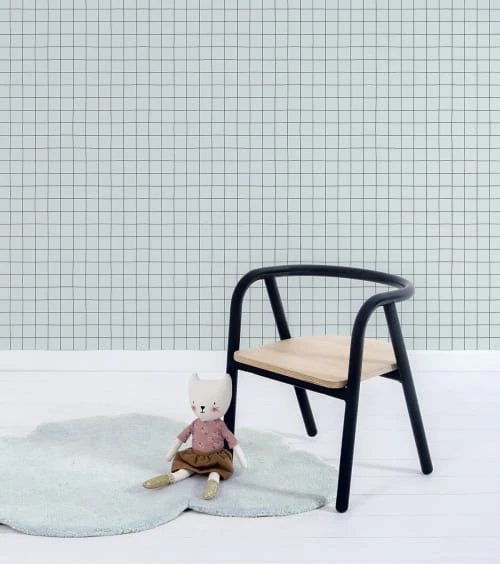 Lilipinso Stickers Et Papiers-peint Enfant Papier Peint Quadrillage En Papier Bleu Turquoise 50cm X 10m