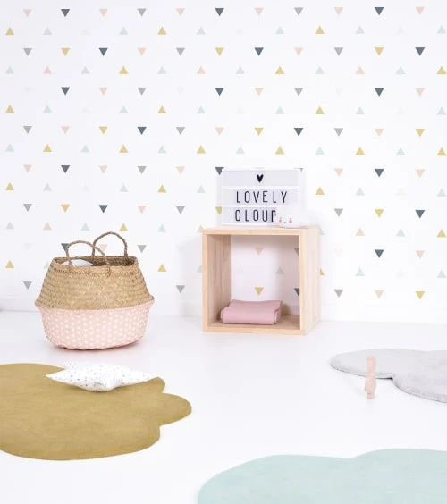 Lilipinso Stickers Et Papiers-peint Enfant Papier Peint Triangles En Papier Multicolore 50cm X 10m
