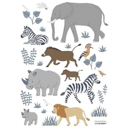 Lilipinso Stickers Et Papiers-peint Enfant Planche De Stickers Animaux De La Jungle Multicolore