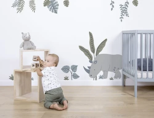 Lilipinso Stickers Et Papiers-peint Enfant Planche De Stickers Décor L Les Rhinos Multicolore – Image 2
