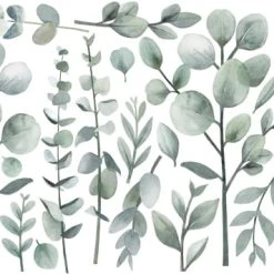 Lilipinso Stickers Et Papiers-peint Enfant Planche De Stickers Décor L Tiges Et Feuillages Vert
