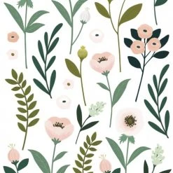 Lilipinso Stickers Et Papiers-peint Enfant Planche De Stickers Fleurs Et Feuillage Rose