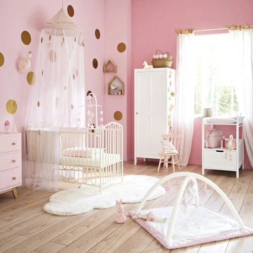 Maisons Du Monde Rideaux Enfant Rideau à Nouettes En Coton Blanc à Pois Dorés à L'unité 102x250 – Image 6