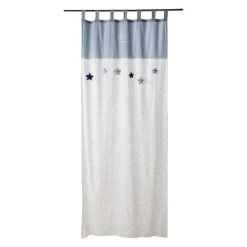 Maisons Du Monde Rideaux Enfant Rideau à Passants En Coton Blanc Et Bleu Imprimé à L'unité 110x250