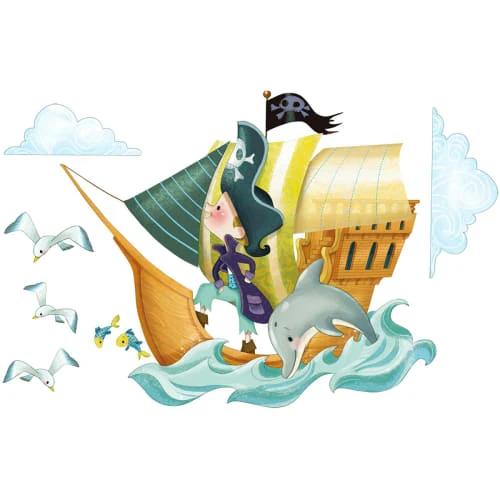 Acte Deco Stickers Et Papiers-peint Enfant Sticker Mural Bateau De Pirates Pour Enfant - 110x60