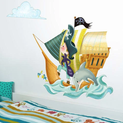 Acte Deco Stickers Et Papiers-peint Enfant Sticker Mural Bateau De Pirates Pour Enfant - 110x60 – Image 2