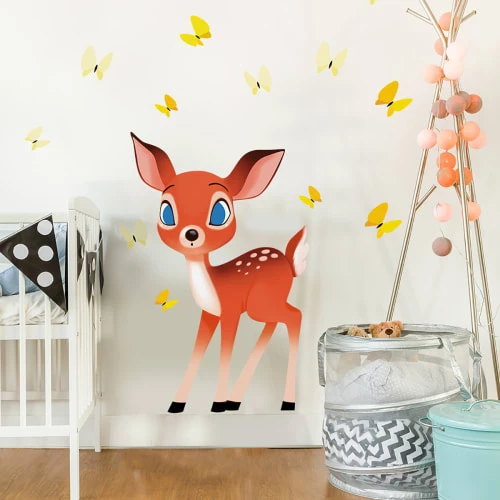 Acte Deco Stickers Et Papiers-peint Enfant Sticker Mural Faon Et Papillons Pour Enfant - 110x60 – Image 2