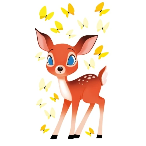 Acte Deco Stickers Et Papiers-peint Enfant Sticker Mural Faon Et Papillons Pour Enfant - 110x60 – Image 3