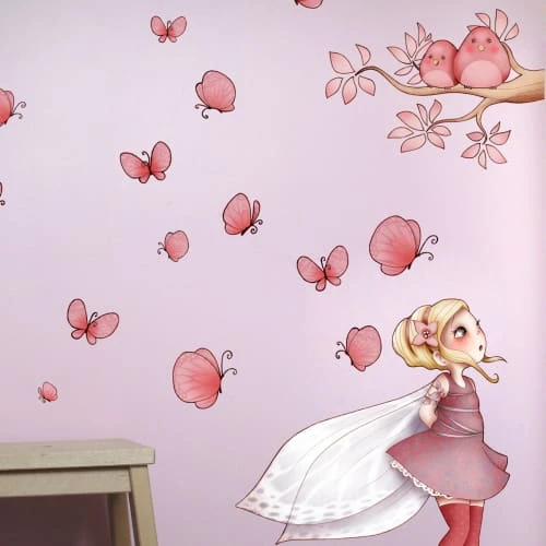 Acte Deco Stickers Et Papiers-peint Enfant Sticker Mural Fée Debout Et Papillons Pour Enfant - 110x60 – Image 2