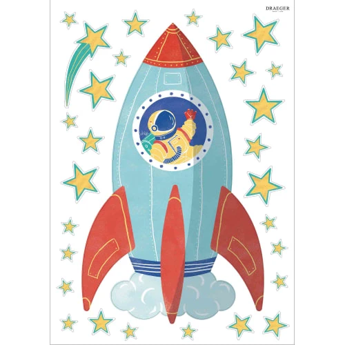 Draeger Paris Stickers Et Papiers-peint Enfant Sticker Mural Fusée Et Astronaute – Image 4