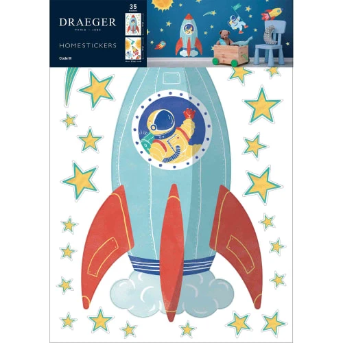 Draeger Paris Stickers Et Papiers-peint Enfant Sticker Mural Fusée Et Astronaute – Image 5