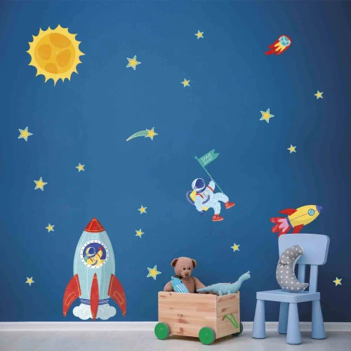 Draeger Paris Stickers Et Papiers-peint Enfant Sticker Mural Fusée Et Astronaute