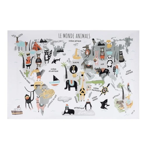 The Home Deco Factory Stickers Et Papiers-peint Enfant Sticker Mural Mappemonde Gris 90x60cm