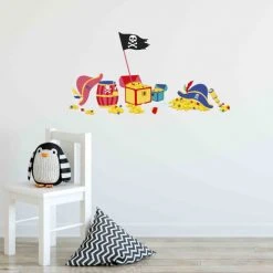 Draeger Paris Stickers Et Papiers-peint Enfant Sticker Mural Pirate Chapeau Et Trésor