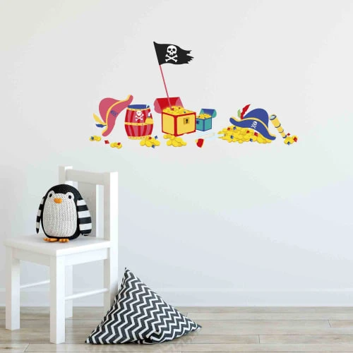 Draeger Paris Stickers Et Papiers-peint Enfant Sticker Mural Pirate Chapeau Et Trésor