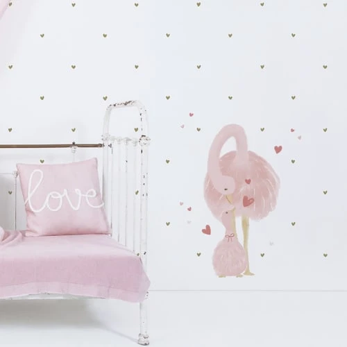 Lilipinso Stickers Et Papiers-peint Enfant Sticker Xl Maman Et Bébé Autruche Rose – Image 4