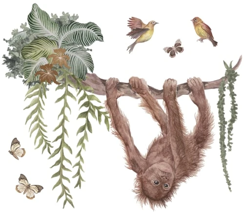 Lilipinso Stickers Et Papiers-peint Enfant Sticker Xl Orang Outan En Vinyle Mat Multicolore 80x70 Cm