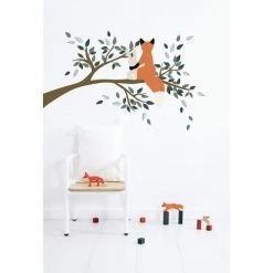 Lilipinso Stickers Et Papiers-peint Enfant Sticker XL Renard Sur Une Branche En Vinyle Orange 29x42 Cm