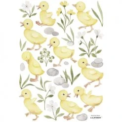 Lilipinso Stickers Et Papiers-peint Enfant Stickers 9 Petits Cannetons En Vinyle Mat Jaune 29,7x 42 Cm