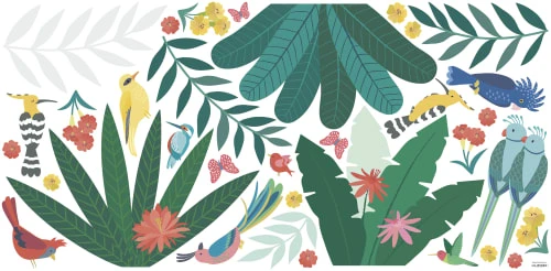 Lilipinso Stickers Et Papiers-peint Enfant Stickers Décor Tropical En Vinyle Mat Multicolore 64x130 Cm