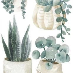 Lilipinso Stickers Et Papiers-peint Enfant Stickers Greenery Plantes Et Pots (29,7 X 42 Cm)