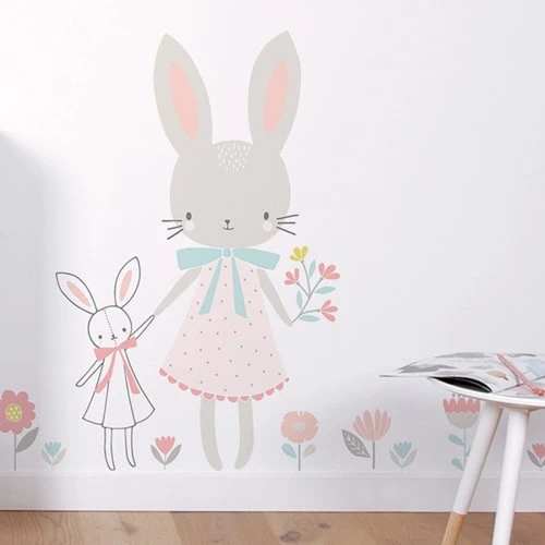 Lilipinso Stickers Et Papiers-peint Enfant Stickers Lapin En Vinyle Mat Rose 58x90 Cm – Image 3