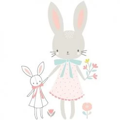 Lilipinso Stickers Et Papiers-peint Enfant Stickers Lapin En Vinyle Mat Rose 58x90 Cm