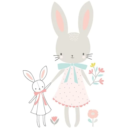 Lilipinso Stickers Et Papiers-peint Enfant Stickers Lapin En Vinyle Mat Rose 58x90 Cm