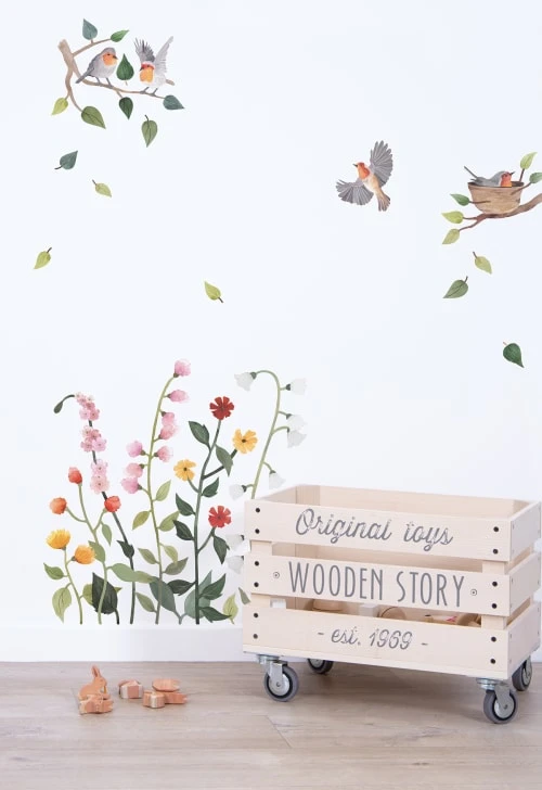 Lilipinso Stickers Et Papiers-peint Enfant Stickers Les Rouges-gorges En Vinyle Mat Vert 29,7x42 Cm – Image 3