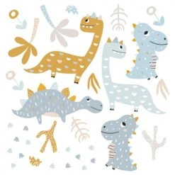 Decochic Stickers Et Papiers-peint Enfant Stickers Mureaux En Vinyle Dinosaures Bleu Et Orange