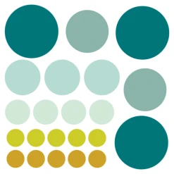 Decochic Stickers Et Papiers-peint Enfant Stickers Mureaux En Vinyle Rondes Mix Vert Et Moutarde