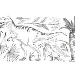Lilipinso Stickers Et Papiers-peint Enfant Stickers T-rex Et Palmier En Vinyle Mat Gris Anthracite 64x130 Cm