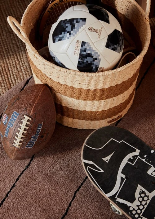 OYOY Living Design Tapis Enfant Tapis à Rayures Marron En Laine Et En Coton Ø120cm – Image 3